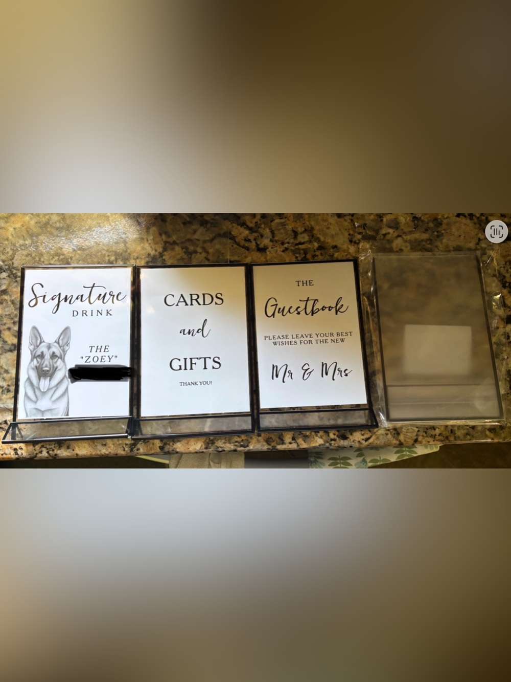 Black & Clear Frame Acrylic Sign Holders for Events - set of 4